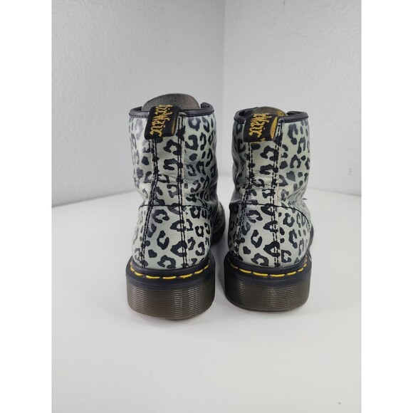 Dr. Martens 101 Leopard Print Boots Women’s US 7 Black White 6-Eye Lace-Up - Picture 6 of 14
